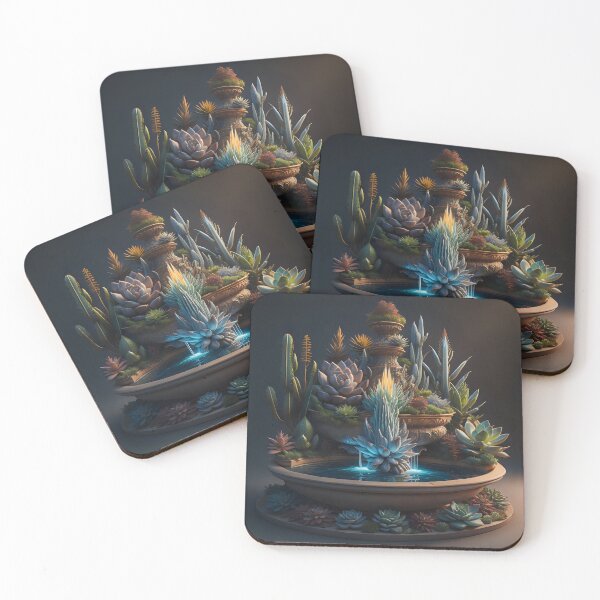 Item preview, Succulents and cacti fountains | ai art designed and sold by marjessas-world.