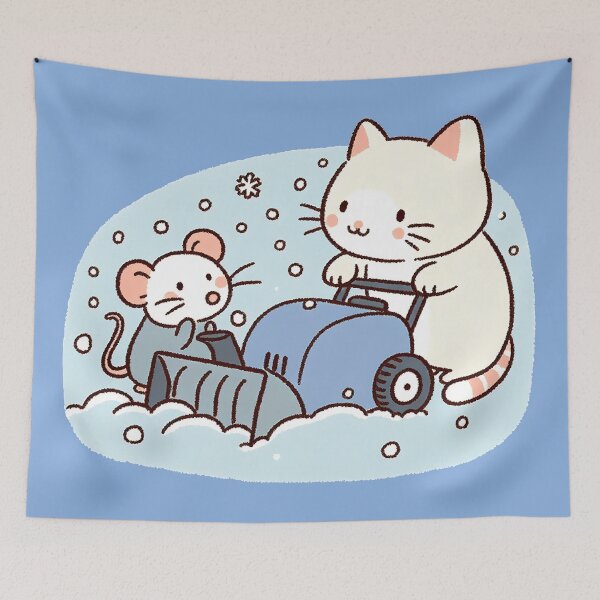 Item preview, Cat and Mouse Joy in the Snow with Snow Blower designed and sold by zzz888.