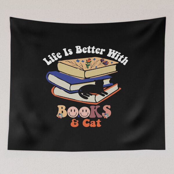 Item preview, Life is Better with Cat and Books, Banned Books, Funny Bookworm, Protect Librarians, Book Lover, Reading Teacher designed and sold by behindthefacts.