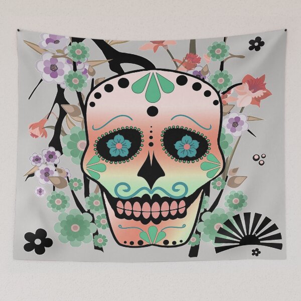 Item preview, LOVELY FANTASY SKULL WITH MANY FLOWERS designed and sold by inarausch2023.