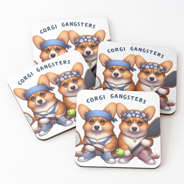 Item preview, Corgis Playing Pickleball "Corgi Gangsters" Puppies designed and sold by BattlefoxxEarth.