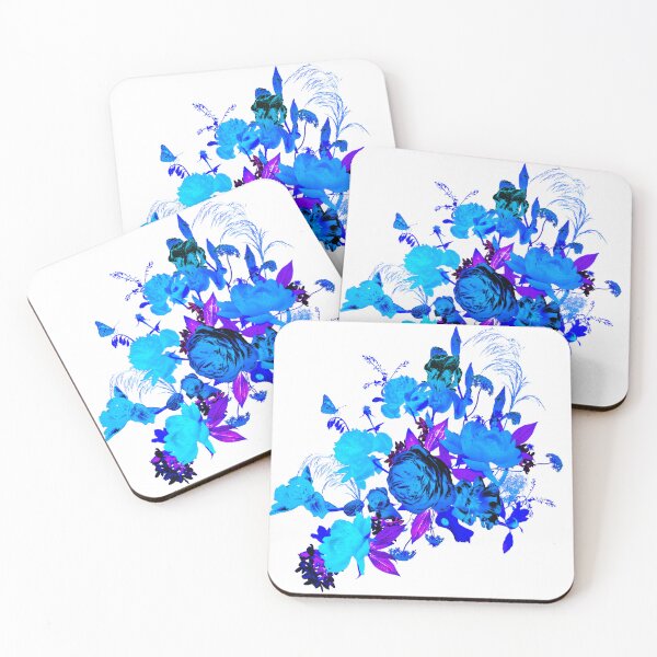 Item preview, Dominant Blue Sweet Coloured Leaves & Flowers  designed and sold by Pattern Hub.