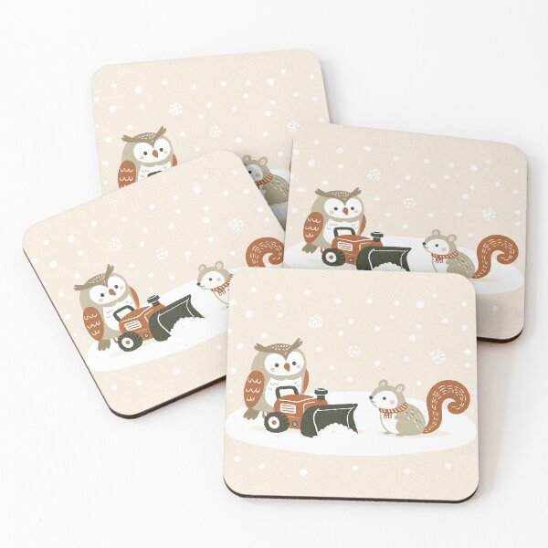 Item preview, Owl and Squirrel Joy in the Snow with Snow Blower designed and sold by zzz888.