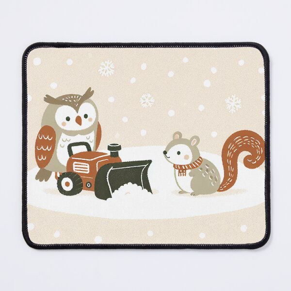 Item preview, Owl and Squirrel Joy in the Snow with Snow Blower designed and sold by zzz888.