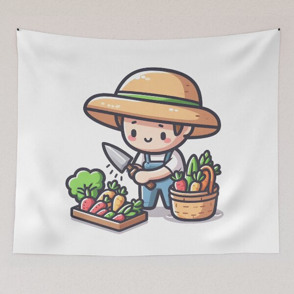 Item preview, Kawaii Farmer With A Sun Hat designed and sold by CanvasCutie.