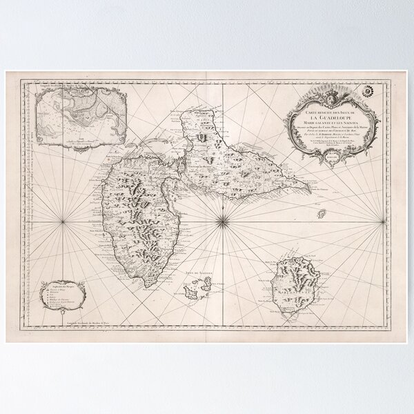 Guadeloupe - Maritime map of 1759 Poster
