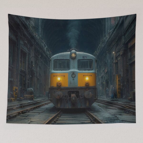 Item preview, A Vintage Train Navigates Narrow Streets designed and sold by Animepic222.