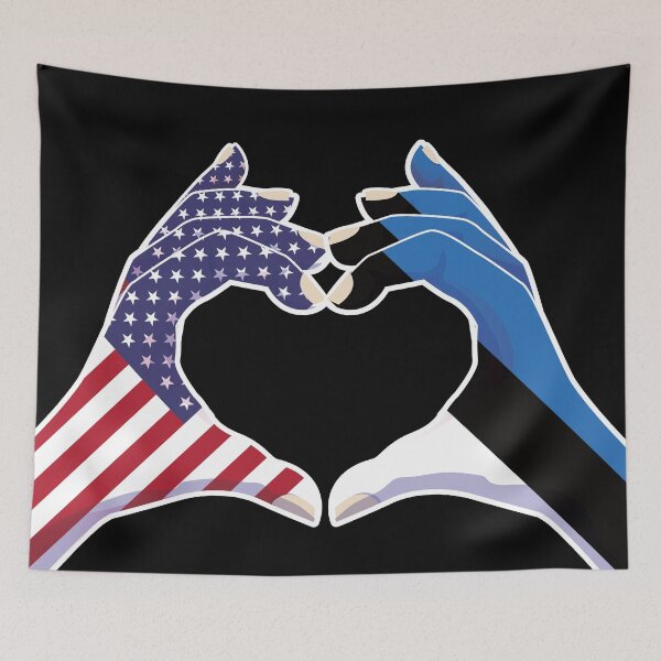Aperçu de l'œuvre Estonie Estonien États-Unis États-Unis Amérique américaine Love Heart Peace créée et vendue par FlagX.