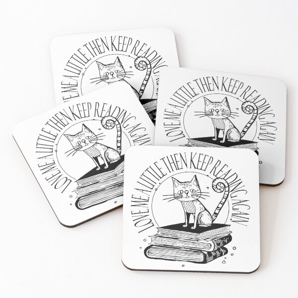 Item preview, Lazy Cat Illustration - Sleeping on Books with 'LOVE ME A LITTLE THEN KEEP READING AGAIN designed and sold by ironpalette.