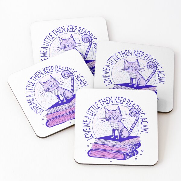 Item preview, Lazy Cat Illustration - Sleeping on Books with 'LOVE ME A LITTLE THEN KEEP READING AGAIN designed and sold by ironpalette.