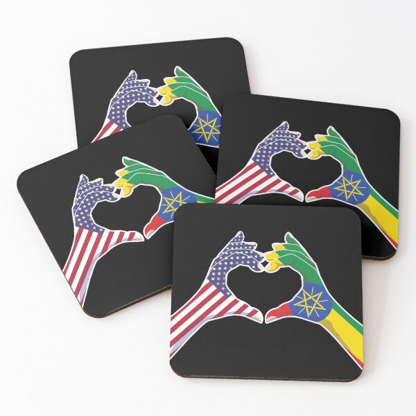 Aperçu de l'œuvre Éthiopie États-Unis éthiopiens États-Unis Amérique américaine Love Heart Peace créée et vendue par FlagX.