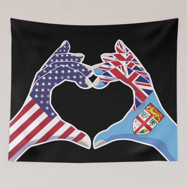 Item preview, Fiji Fijian USA United States American America Love Heart Peace designed and sold by FlagX.