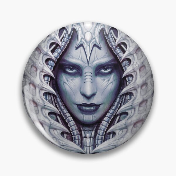 Aperçu de l'œuvre Lady Evil - illustration biomécanique fantastique - version bleue 2 créée et vendue par KairoDesign.