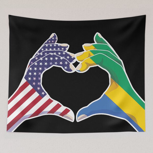 Item preview, Gabon Gabonese USA United States American America Love Heart Peace designed and sold by FlagX.