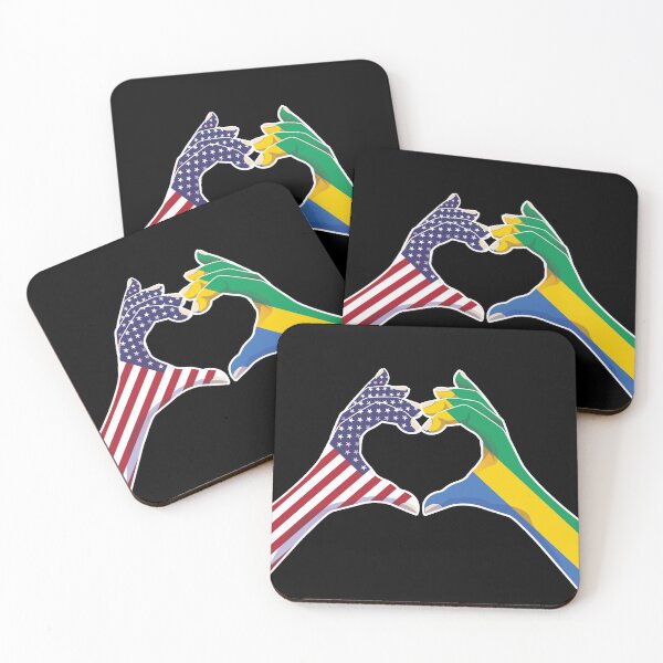 Item preview, Gabon Gabonese USA United States American America Love Heart Peace designed and sold by FlagX.