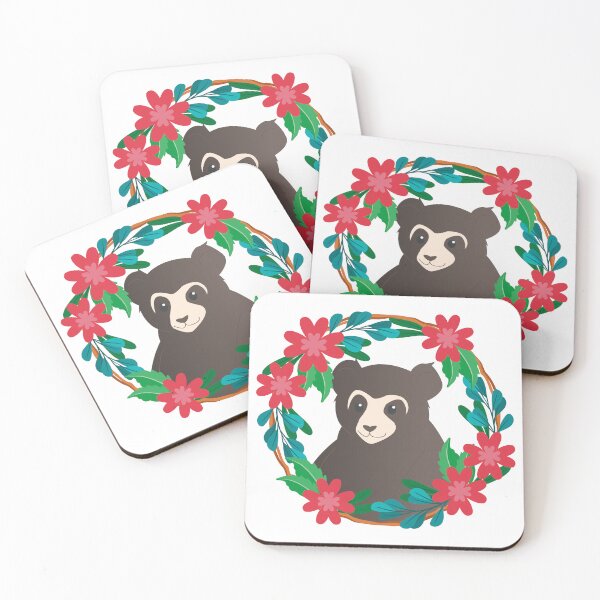 Item preview, Spectacled bear in a wreath of flowers designed and sold by OriKone.