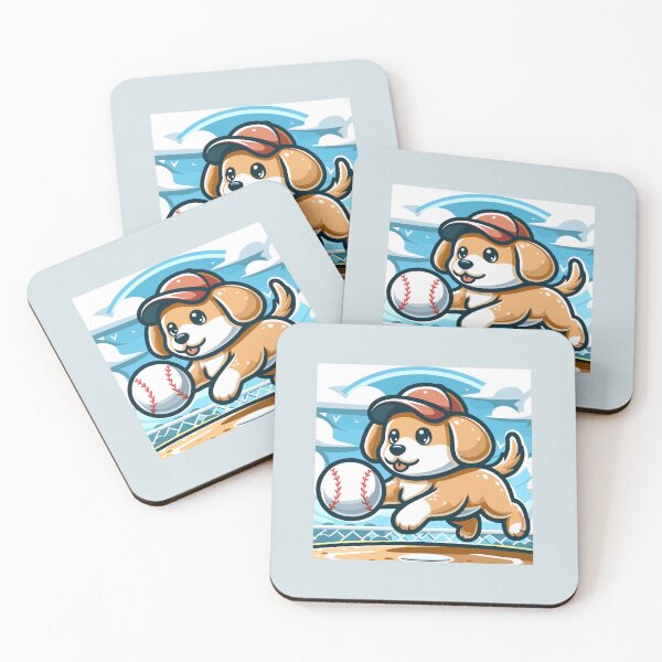 Artikelvorschau, Niedlicher laufender Hunde-Baseball-Cartoon mit Baseballkappe entworfen und verkauft von Daqomm.