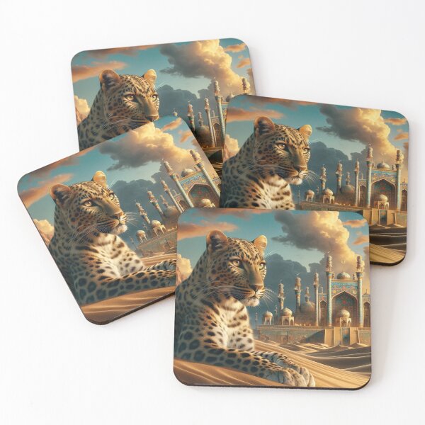 Item preview, Elegant Leopard Posing in Dessert front of Ornate Beautiful Building designed and sold by Emoji Emblems.