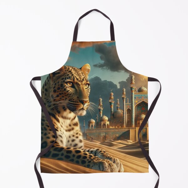Item preview, Elegant Leopard Posing in Dessert front of Ornate Beautiful Building designed and sold by Emoji Emblems.