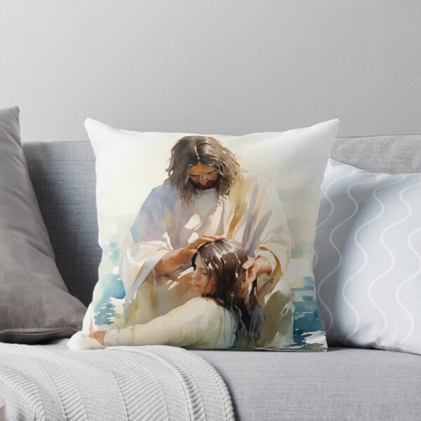 Item preview, Baptism: Jesus Christ Baptizing Woman Watercolor Artwork designed and sold by AdamesArtStudio.