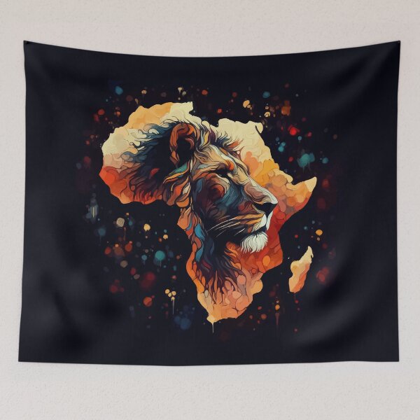 Item preview, Africa silhouette lion savannah abstract style designed and sold by TomFrontierArt.