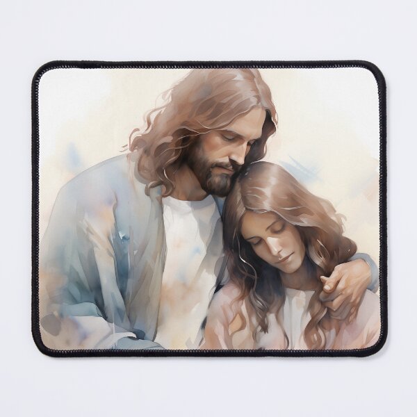 Item preview, Jesus Christ and Saint Mary Magdalene Watercolor Painting designed and sold by AdamesArtStudio.