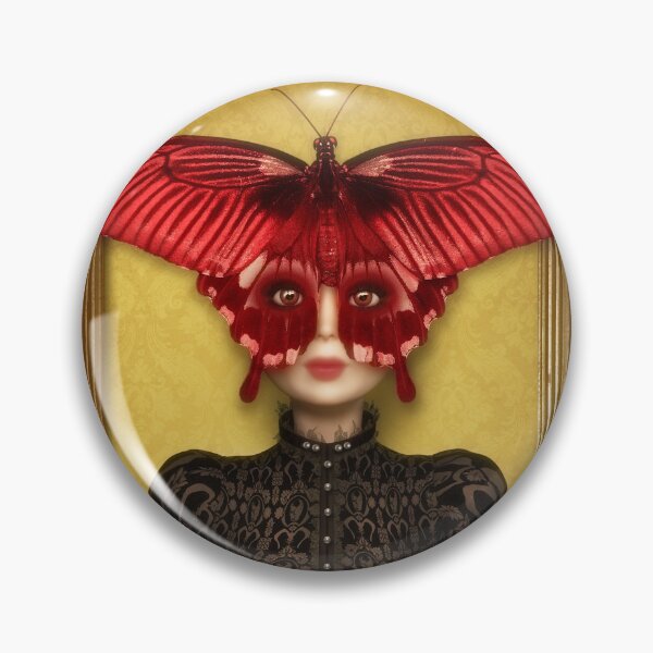 Item preview, Woman with big butterfly mask in a golden frame designed and sold by Britta Glodde.