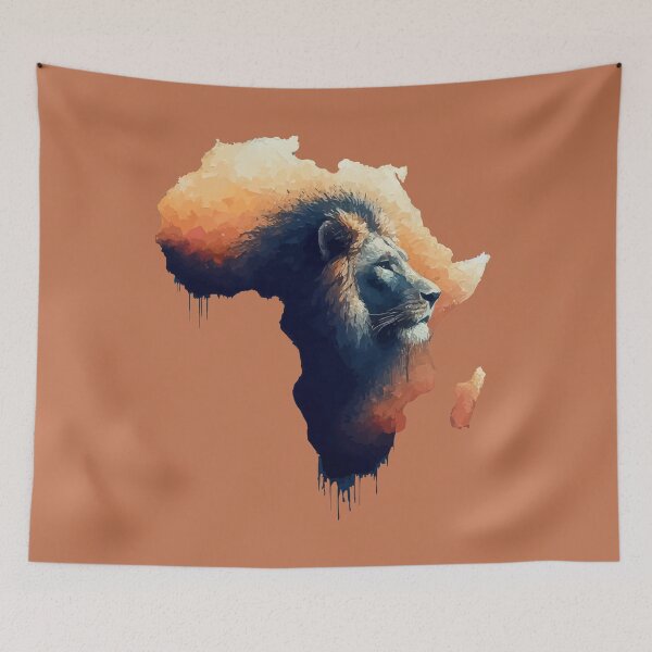 Item preview, Africa silhouette lion savannah abstract style designed and sold by TomFrontierArt.