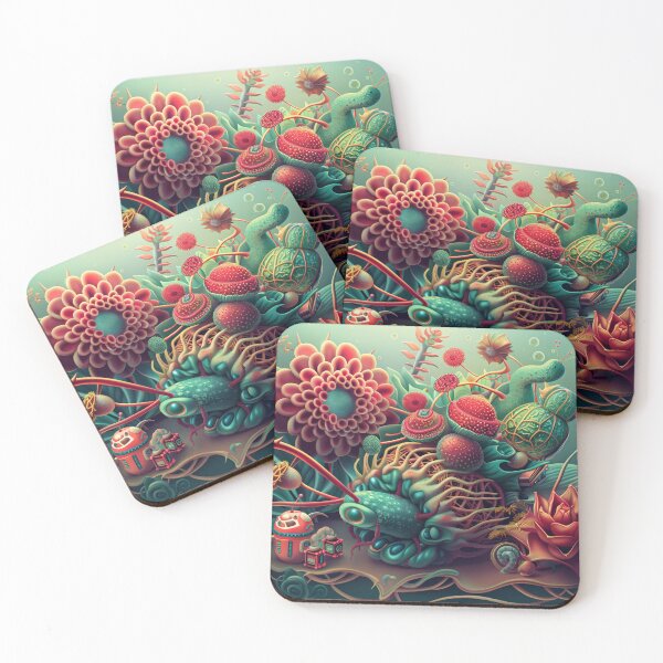 Item preview, 3d illustration, futuristic composition of imaginary flowers and robot insects. Wall decoration to print. designed and sold by David-CoBo.