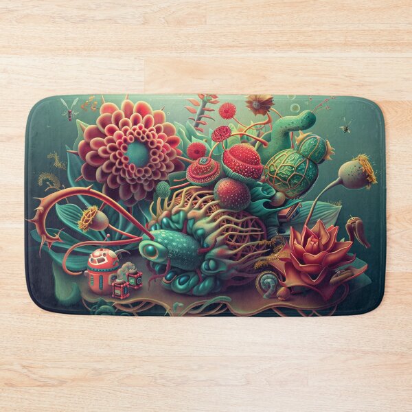 Item preview, 3d illustration, futuristic composition of imaginary flowers and robot insects. Wall decoration to print. designed and sold by David-CoBo.