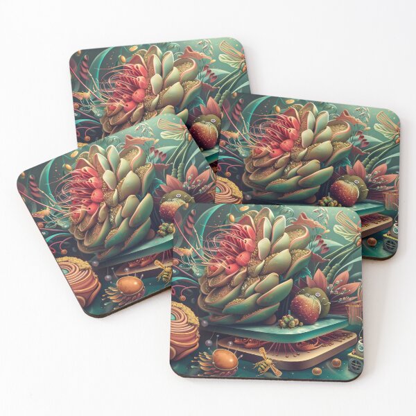 Item preview, 3d illustration, futuristic composition of imaginary flowers and robot insects. Wall decoration to print. designed and sold by David-CoBo.