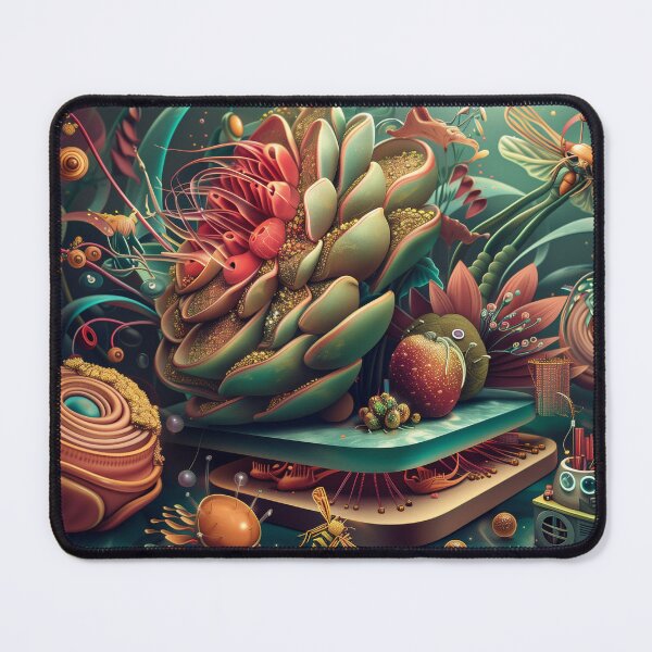 Item preview, 3d illustration, futuristic composition of imaginary flowers and robot insects. Wall decoration to print. designed and sold by David-CoBo.
