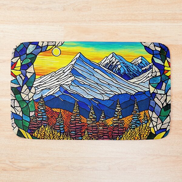 Item preview, Beautiful Stained Glass Mountain Landscape in Autumn designed and sold by thejoyker1986.