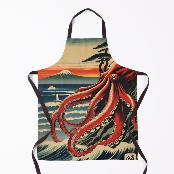 Item preview, Vintage Japanese Woodcut Octopus Design | Retro Coastal Art designed and sold by DreamCraze.