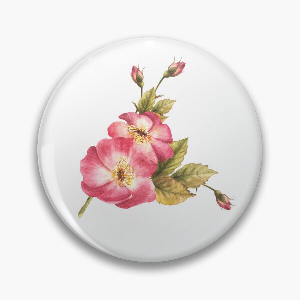 Item preview, Watercolor wild rose hip branch with buds and flower. Hand drawn brier or dog rose. designed and sold by BartolArt.