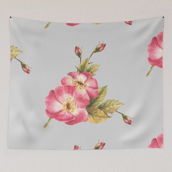 Item preview, Watercolor wild rose hip branch with buds and flower. Hand drawn brier or dog rose. designed and sold by BartolArt.