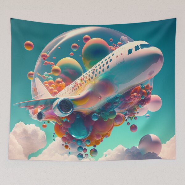 Item preview, Airplane with bubbles designed and sold by surrealbysaly.