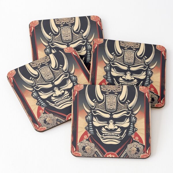 Item preview, Samurai Oni Mask Kanji Japanese Art designed and sold by DreamCraze.