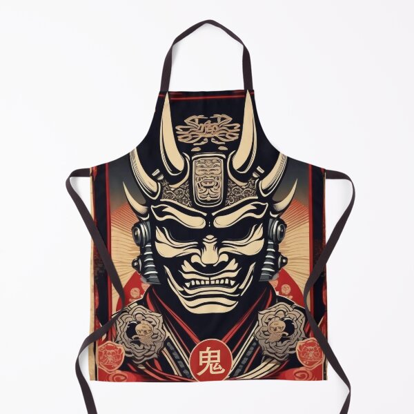 Item preview, Samurai Oni Mask Kanji Japanese Art designed and sold by DreamCraze.