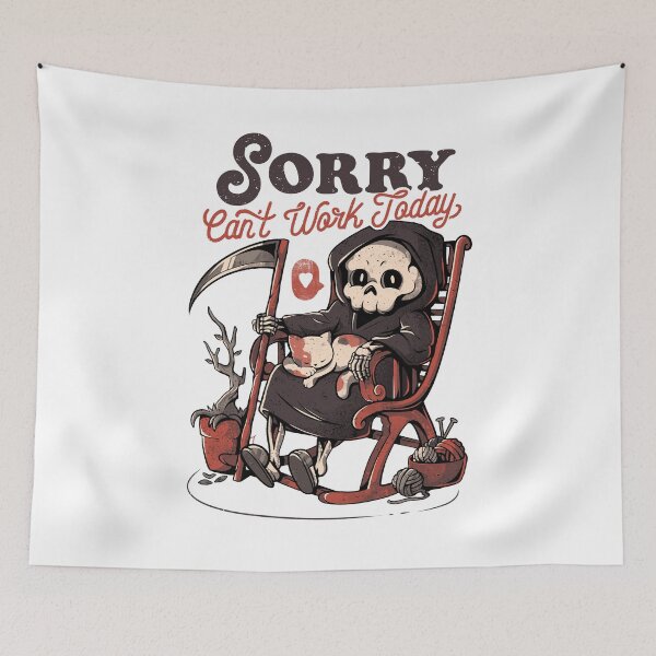 Item preview, Can’t Work Today - Funny Dark Cute Death Reaper Cat Gift designed and sold by EduEly.