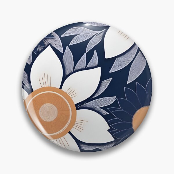 Item preview, RogerPattern - "Navy Elegance: White Florals and Yellow Buds" designed and sold by RogerPattern.