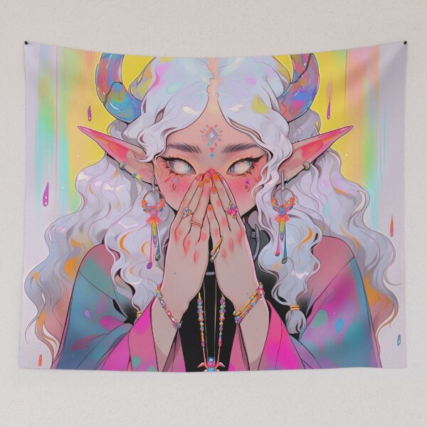 Item preview, Serene Rainbow Mystic Aura Anime Girl designed and sold by bubblegoth.