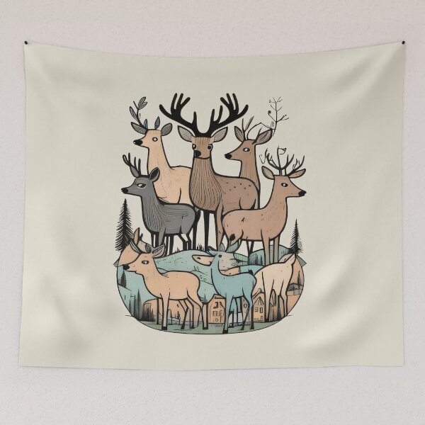 Item preview, DEERS ILLUSTRATION CUTE ANIMALS DESIGN designed and sold by digitalartlb.
