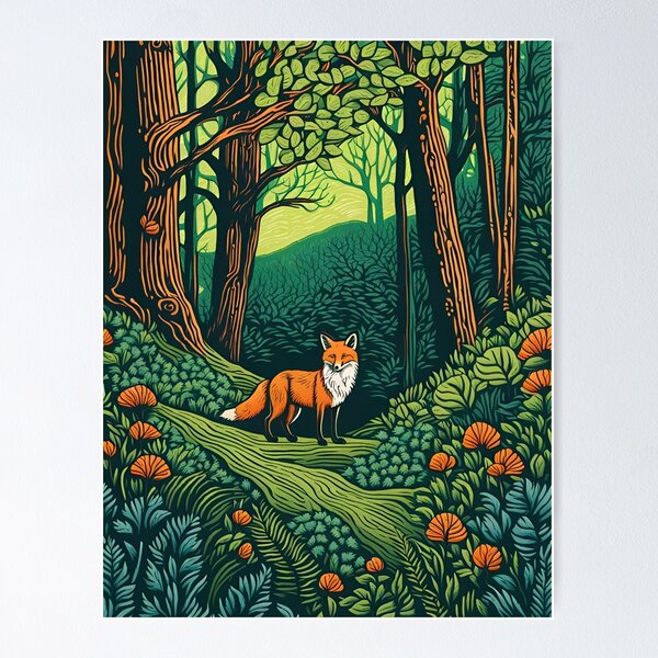 Item preview, Linocut fox designed and sold by Green-Goddess-.