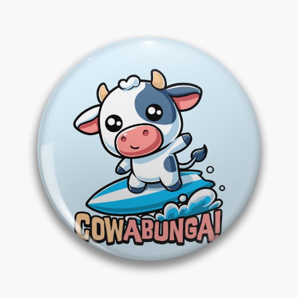 Item preview, Cowabunga! Cute Surfing Cow Pun designed and sold by PMCreative.
