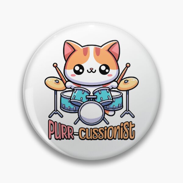 Item preview, Purr-cussionist! Cute Drum Playing Cat Cartoon! designed and sold by PMCreative.