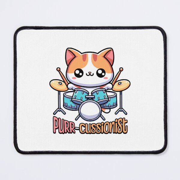 Item preview, Purr-cussionist! Cute Drum Playing Cat Cartoon! designed and sold by PMCreative.
