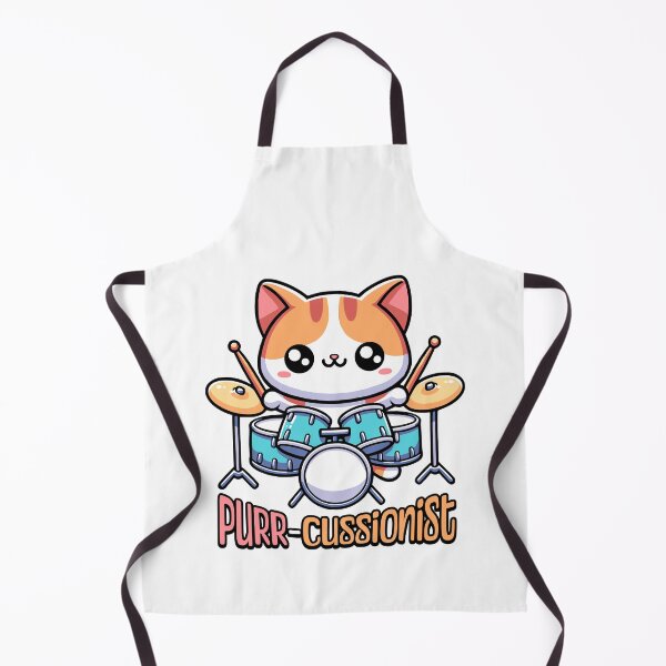 Item preview, Purr-cussionist! Cute Drum Playing Cat Cartoon! designed and sold by PMCreative.