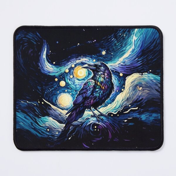 Item preview, Crow in Starry Night Style Van Gogh Painting Raven Lover, black crows, raven, corvid, books, magic, witchcraft, Wicca designed and sold by Collagedream.