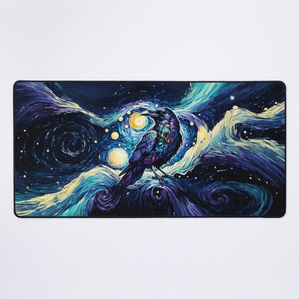 Item preview, Crow in Starry Night Style Van Gogh Painting Raven Lover, black crows, raven, corvid, books, magic, witchcraft, Wicca designed and sold by Collagedream.